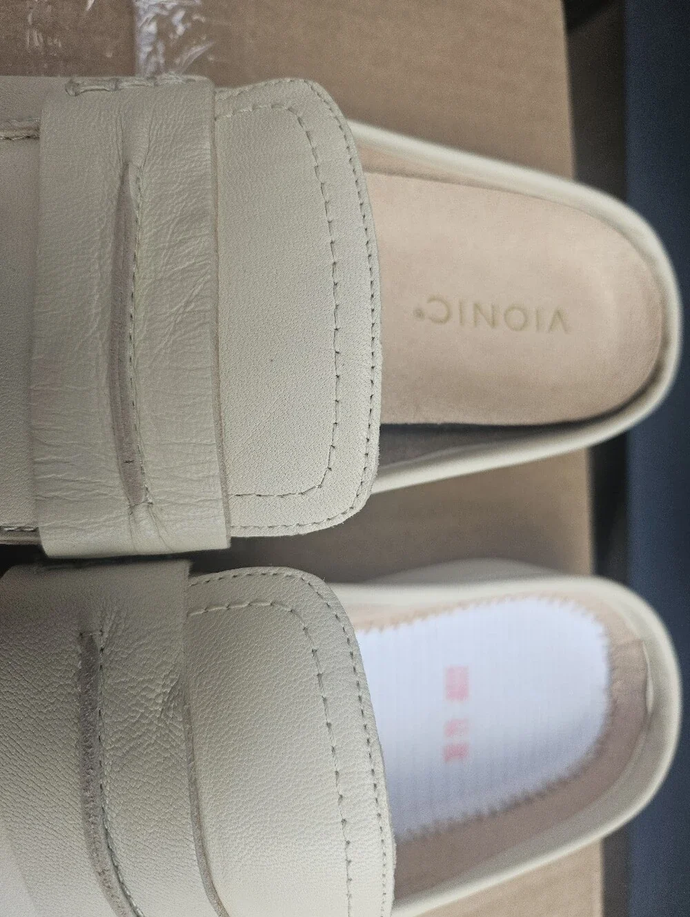 Vionic Men's Slip-On Penny Loafers in Cream